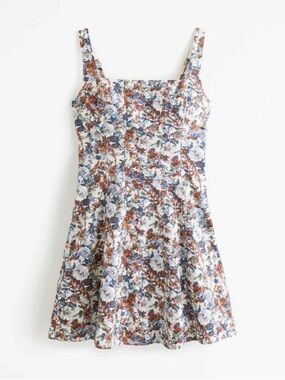 Abercrombie & Fitch Brown Floral A-Line Mini Dress S SP